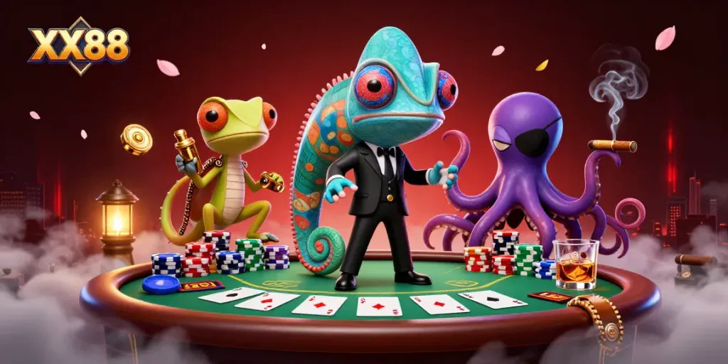 Engage with exhilarating poker action in a vibrant XX88 casino environment.