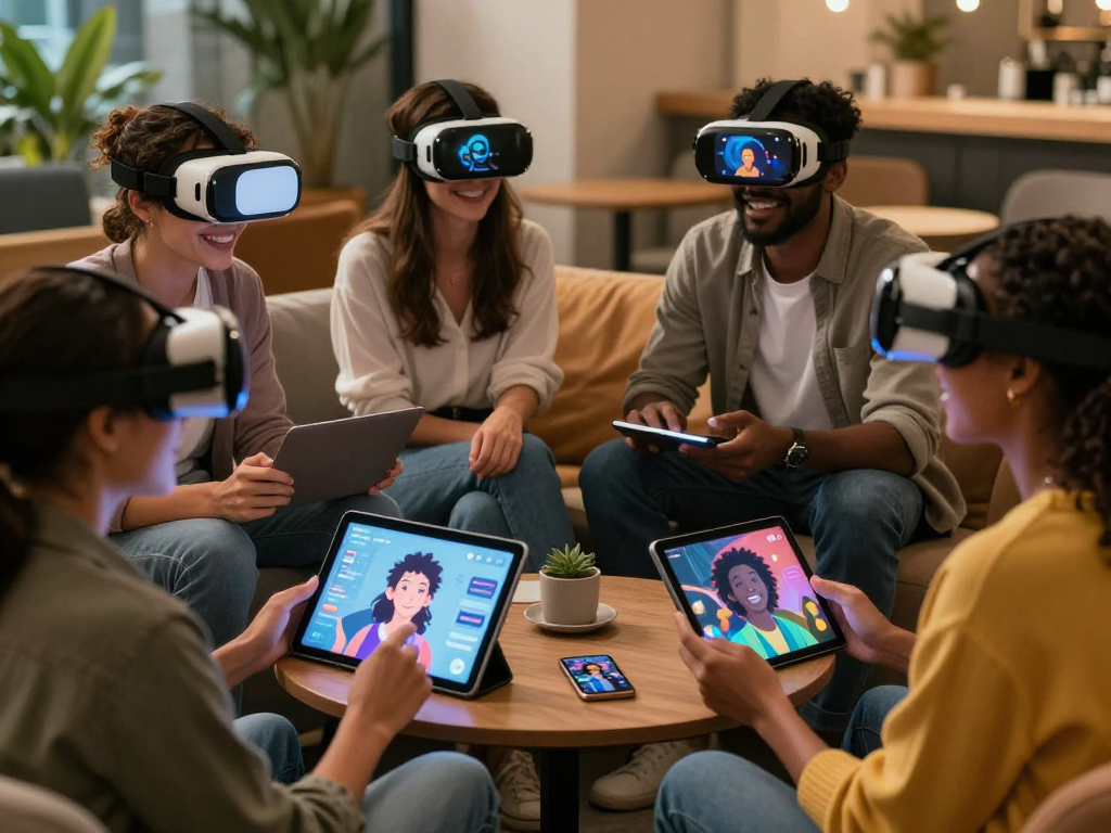 Discovering intimate AI connections in a lively social setting with friends using slut ai technology.